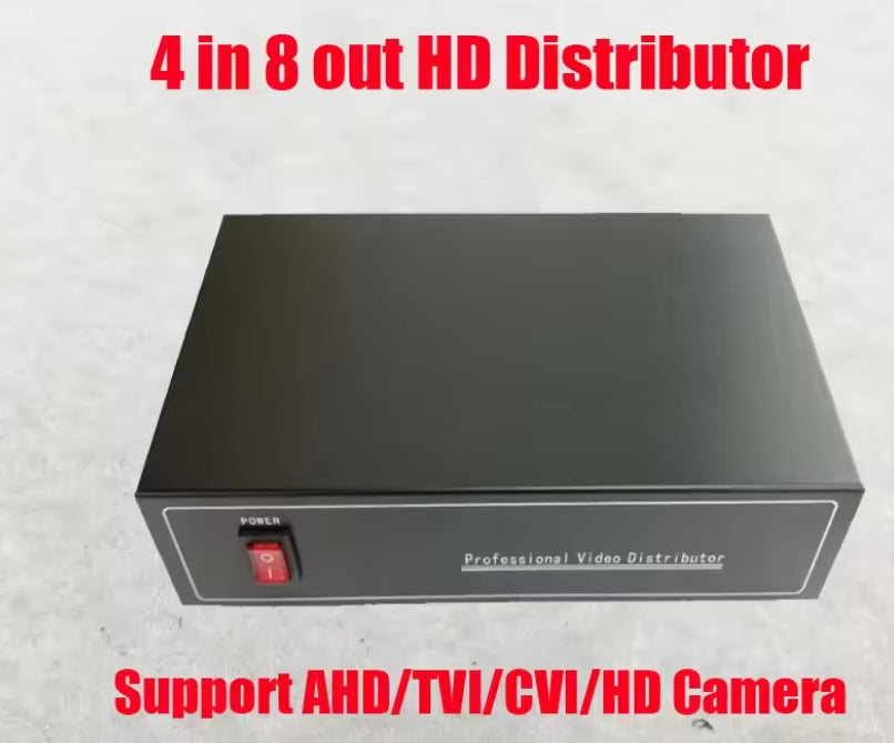 4 In 8 Out AHD TVI CVI CVBS Video Distributor Amplifier 4CH To 8CH Splitter For CCTV Security Camera DVR System