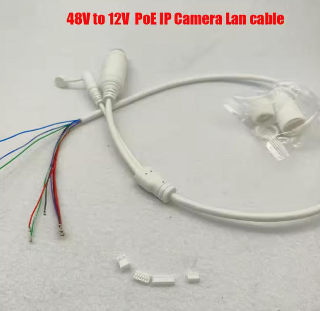 48V to 12V PoE Cable With DC Audio IP Camera RJ45 Cable Built in PoE Module For CCTV IP Camera Board Module